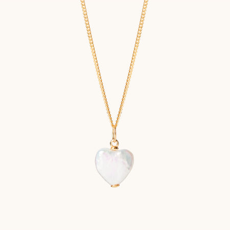 Pearl Heart Necklace Gold